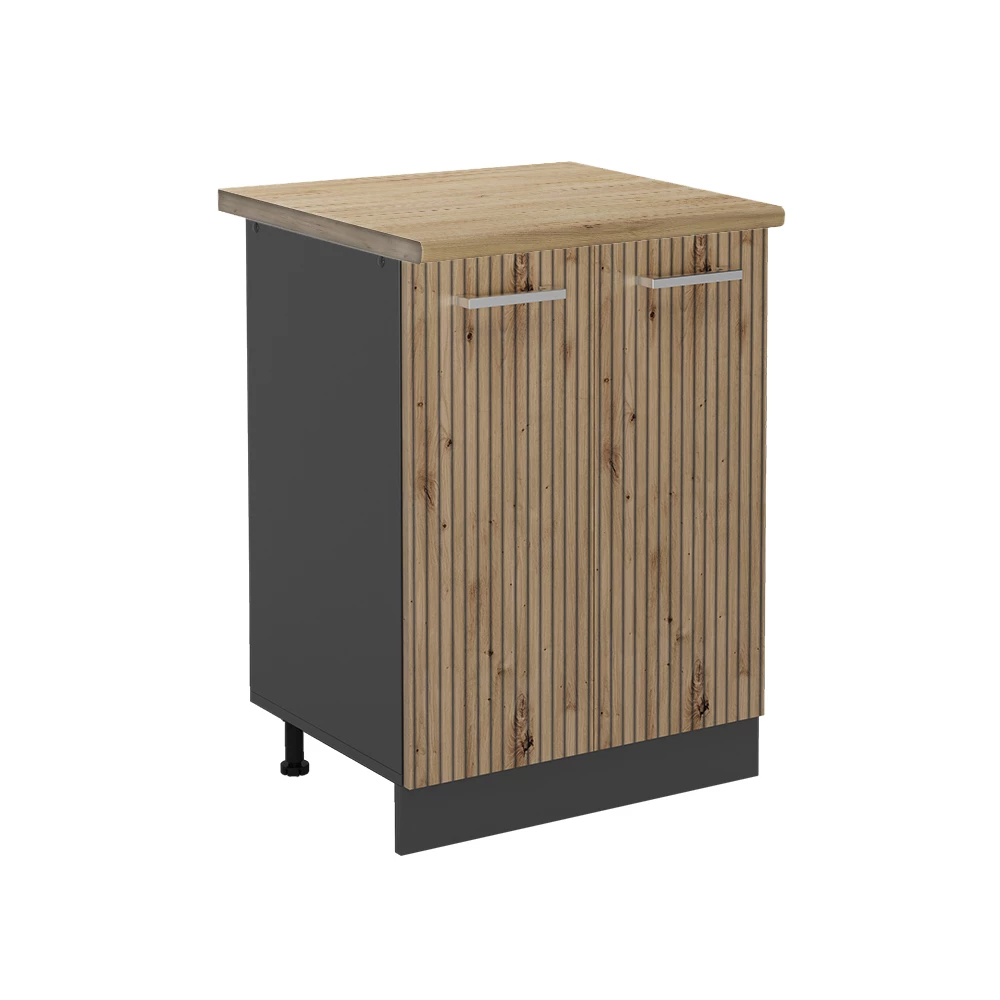 Armário inferior de cozinha in Carvalho artesanal on white background