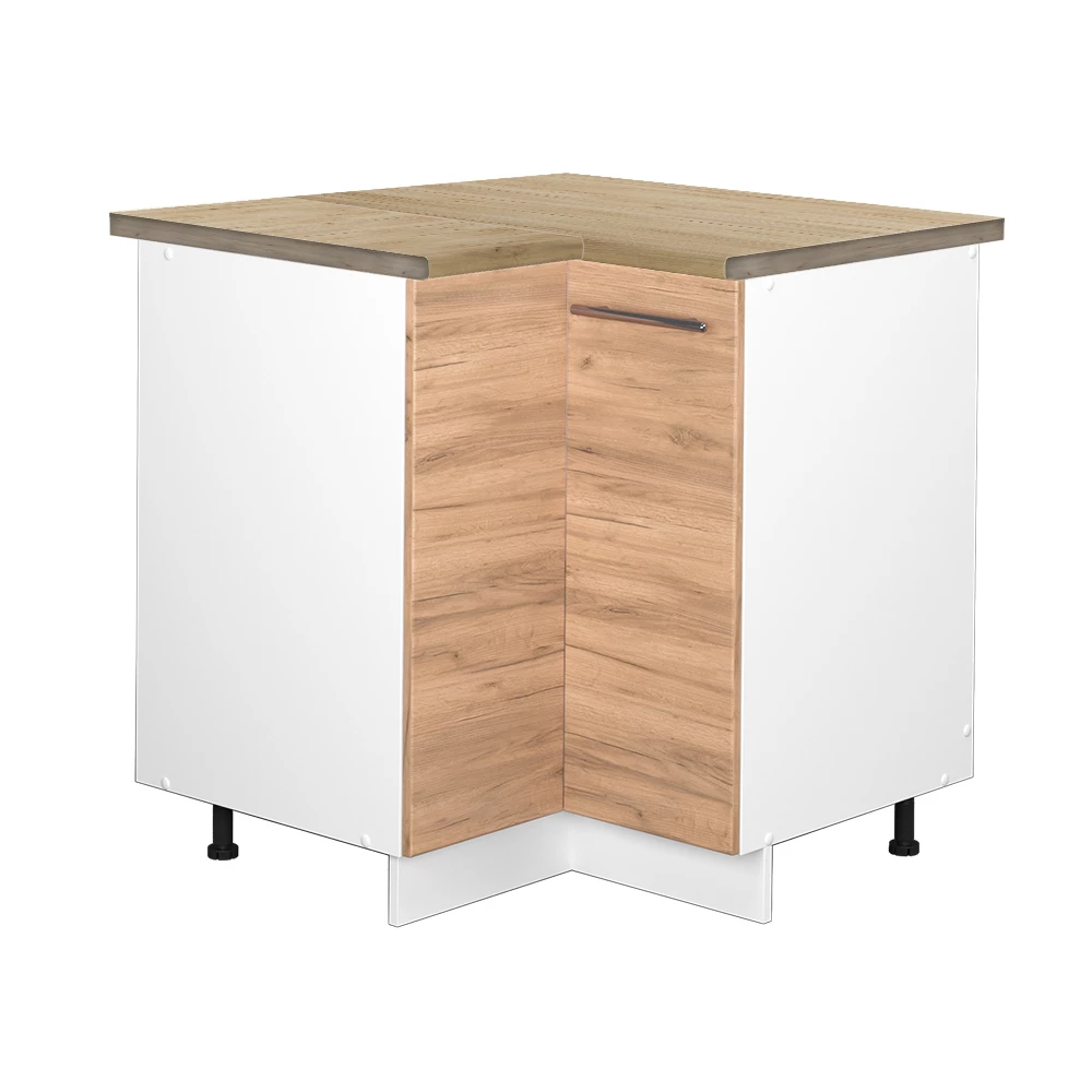 Eckunterschrank in Goldkraft Eiche auf weißem Hintergrund