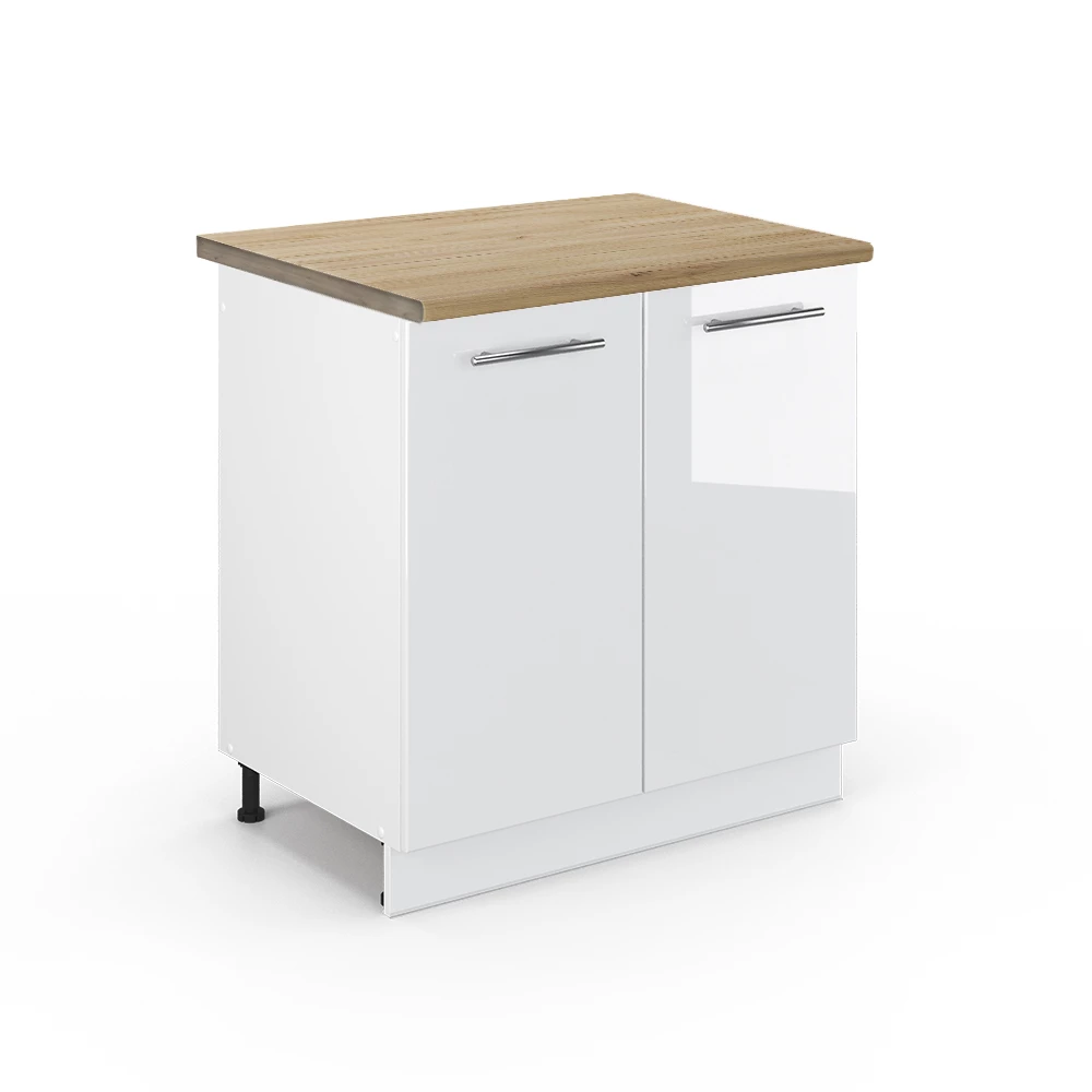 Sink base cabinet in White High Gloss on white background