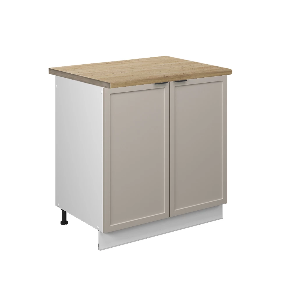 Spülenunterschrank in GrauBeige auf weißem Hintergrund