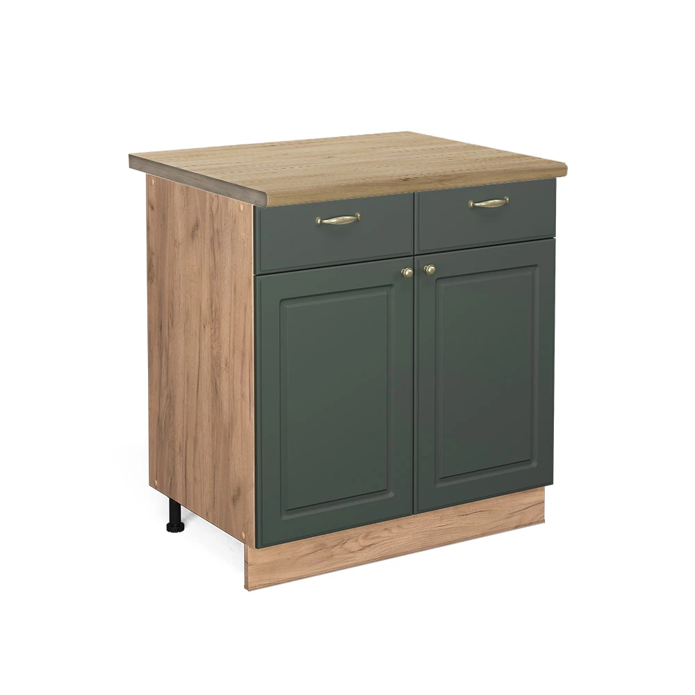 Vicco Küchenunterschrank Grün-Gold Landhaus 80 cm , AP Eiche, Fame-Line