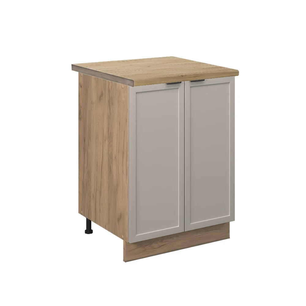 Küchenunterschrank in GrauBeige auf weißem Hintergrund