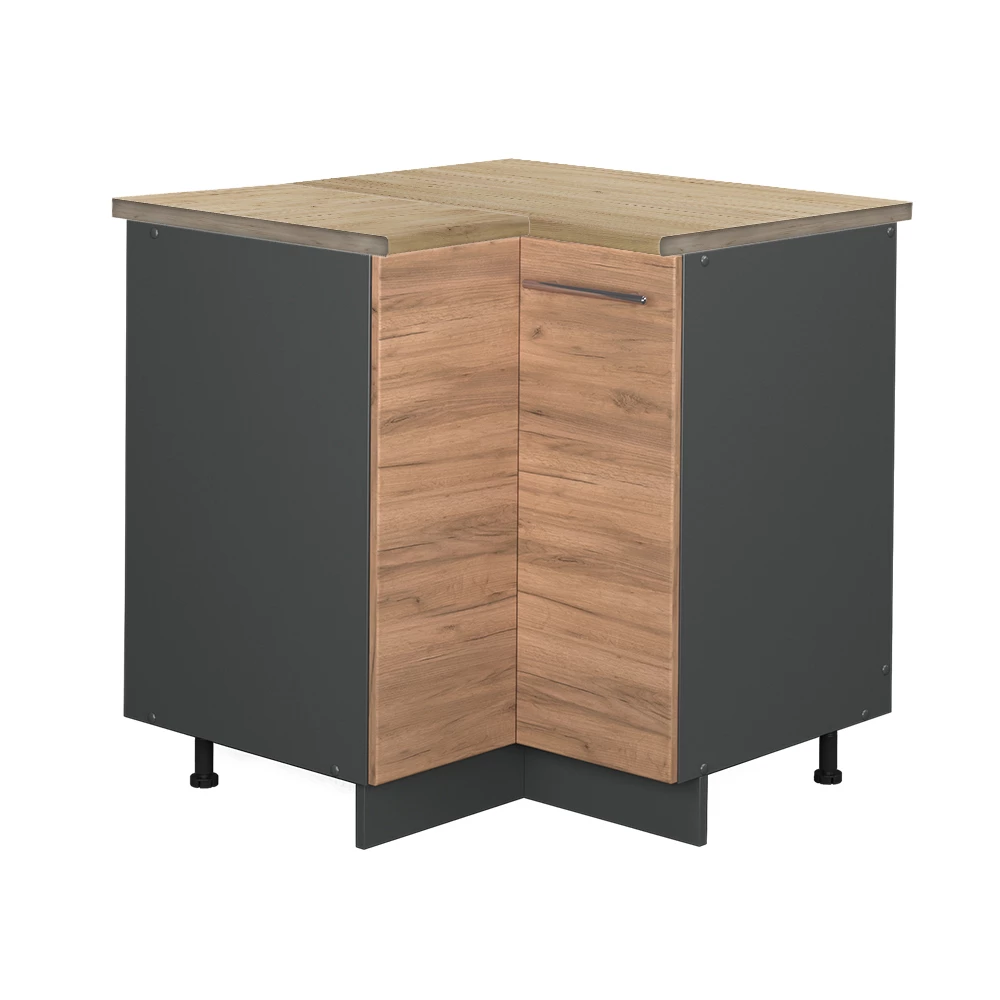 Eckunterschrank in Goldkraft Eiche auf weißem Hintergrund
