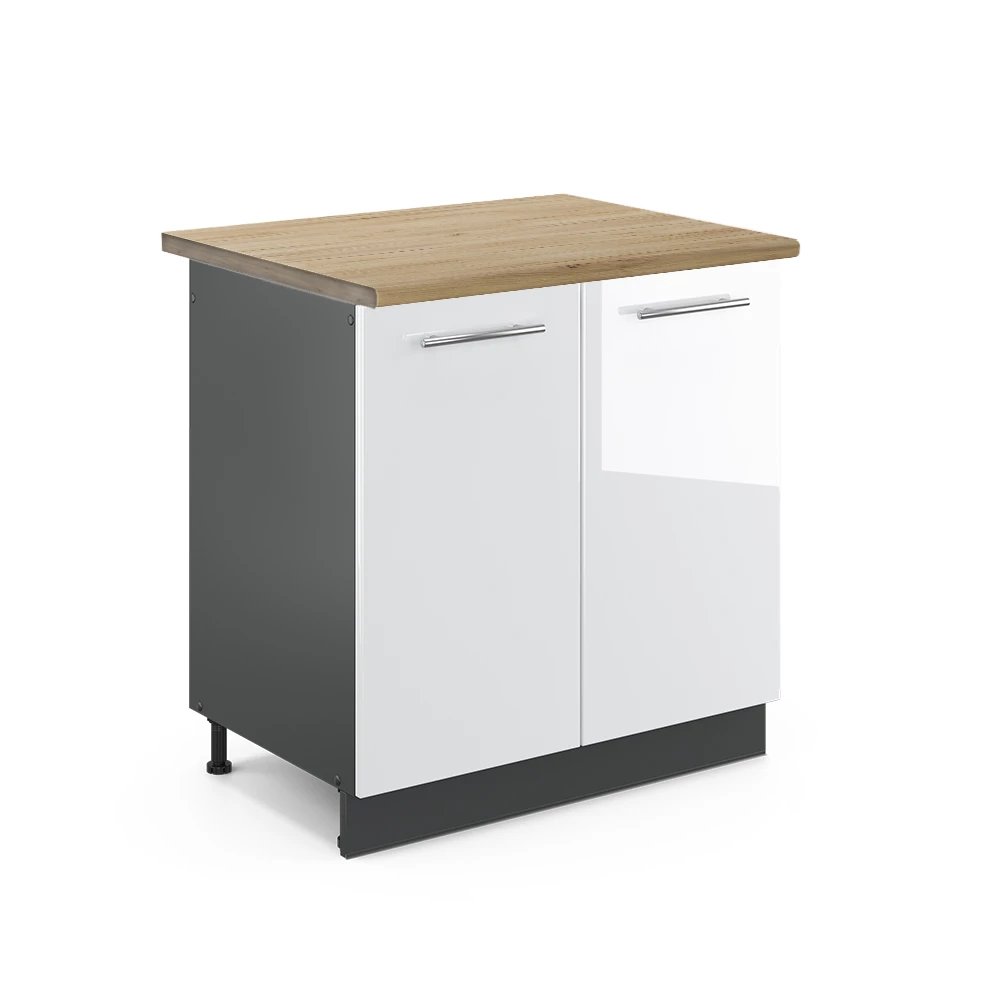 Sink base cabinet in White High Gloss on white background