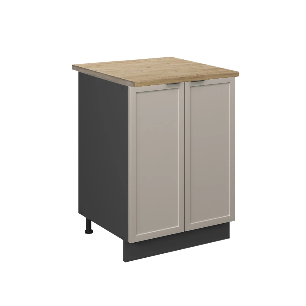 Küchenunterschrank in GrauBeige auf weißem Hintergrund