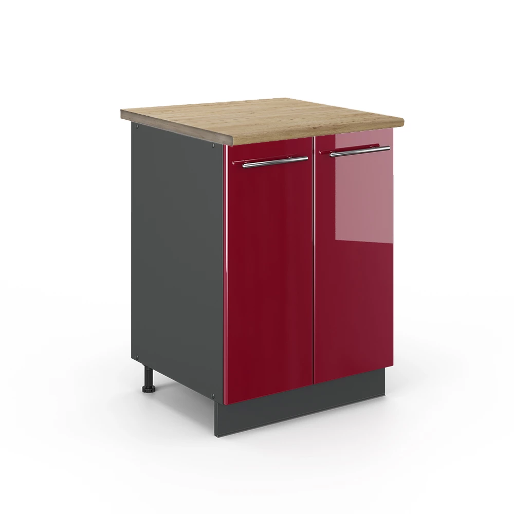 Vicco Kuhinjska omarica Bordo rdeča barva visokega sijaja 60 cm , DP Hrast, Fame-Line