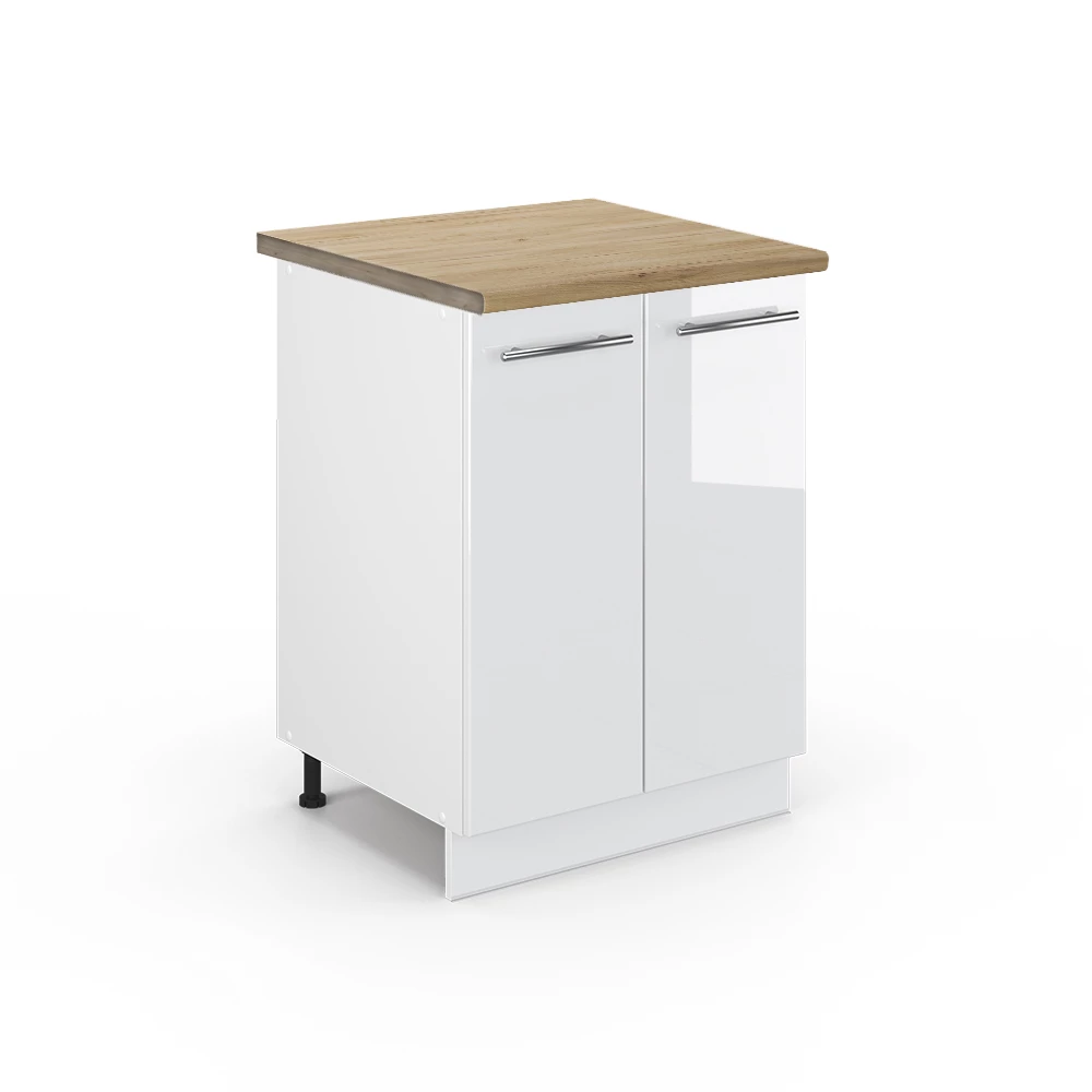 Meuble bas de cuisine en Blanc Haute brillance sur fond blanc