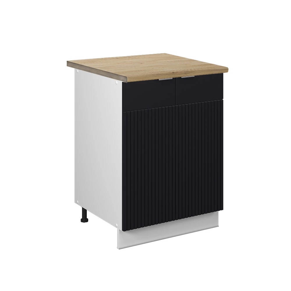 Spodní skříňka kuchyňské linky v barvě Černý pruhovaný na bílém pozadí