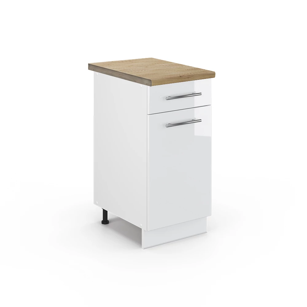 Mobiletto base per cucina in Bianco lucido su sfondo bianco
