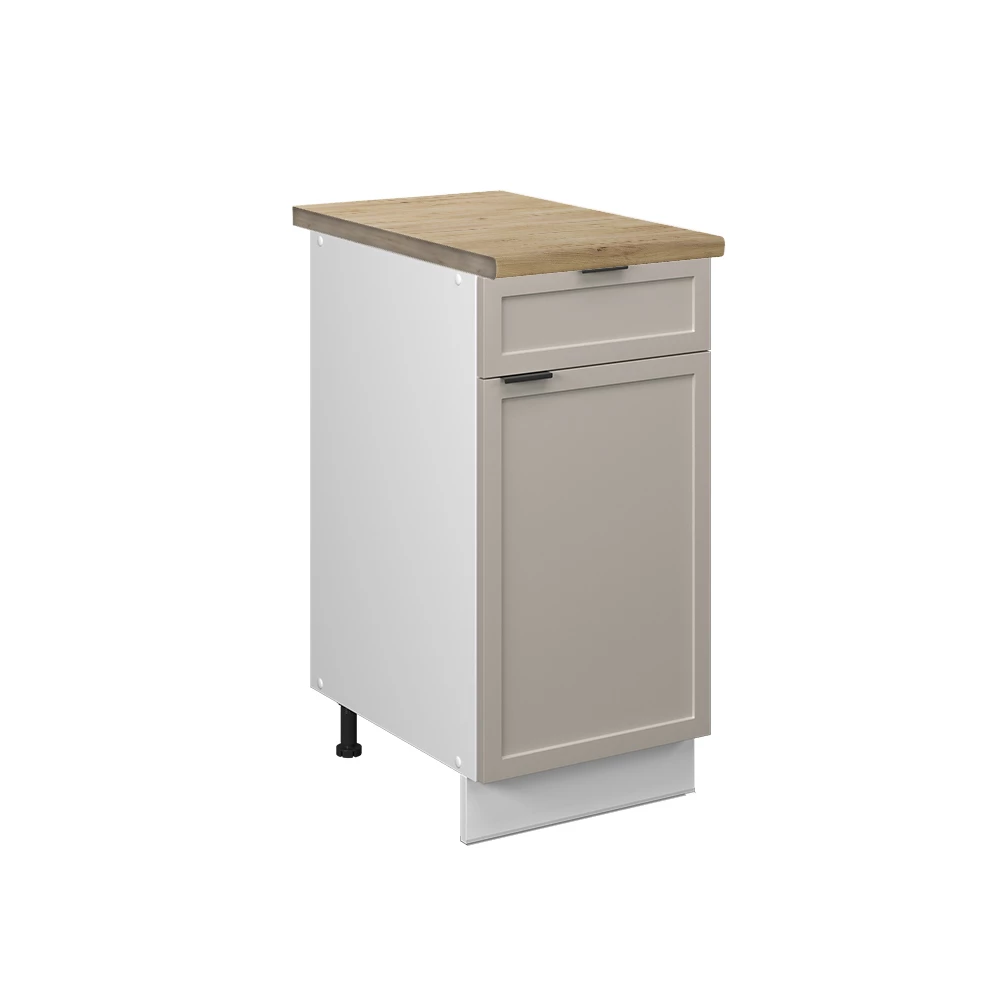 Mobiletto base per cucina in GrigioBeige su sfondo bianco