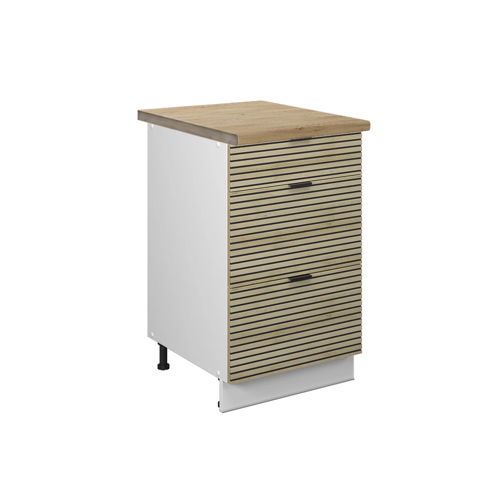 Vicco Dulap de bază pentru bucătărie Panou de stejar 50cm, AP Goldkraft, Fame-Line