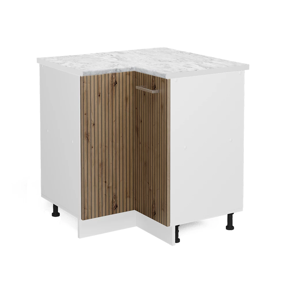 Eckunterschrank in Artisan-Eiche auf weißem Hintergrund