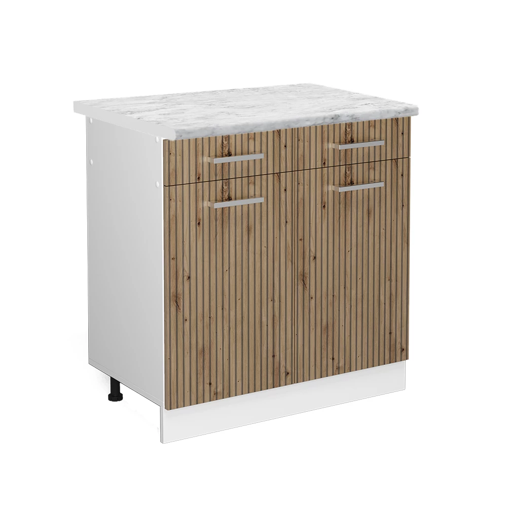 Küchenunterschrank in Artisan-Eiche auf weißem Hintergrund