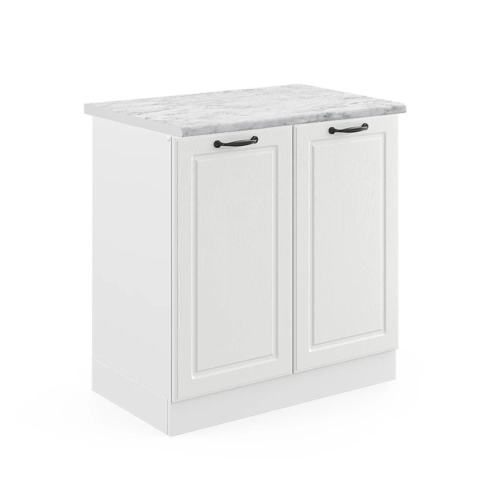 Spülenunterschrank in Weiß Landhaus auf weißem Hintergrund