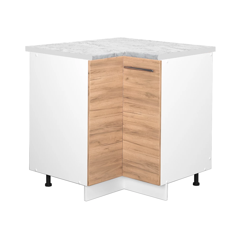 Eckunterschrank in Goldkraft Eiche auf weißem Hintergrund