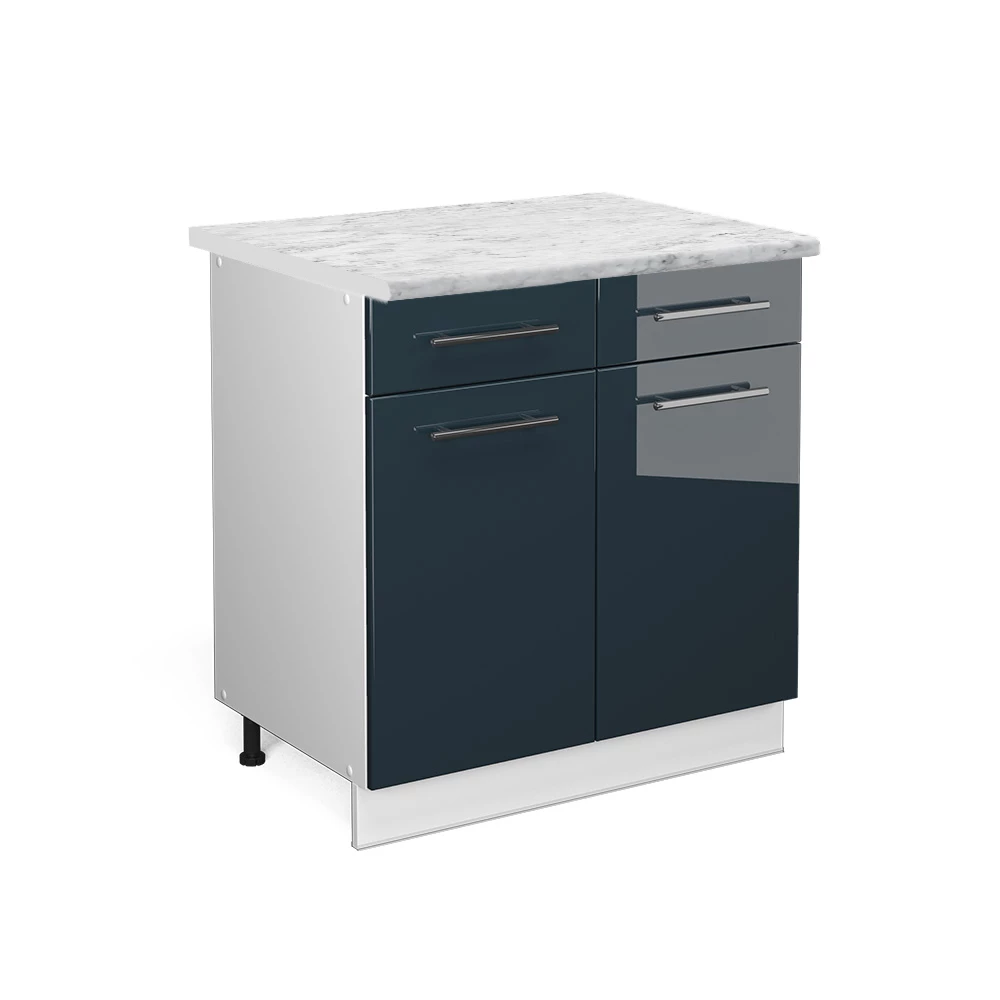 Vicco Kuhinjske omarice Temno modra z visokim sijajem 80 cm , DP Marmor, Fame-Line
