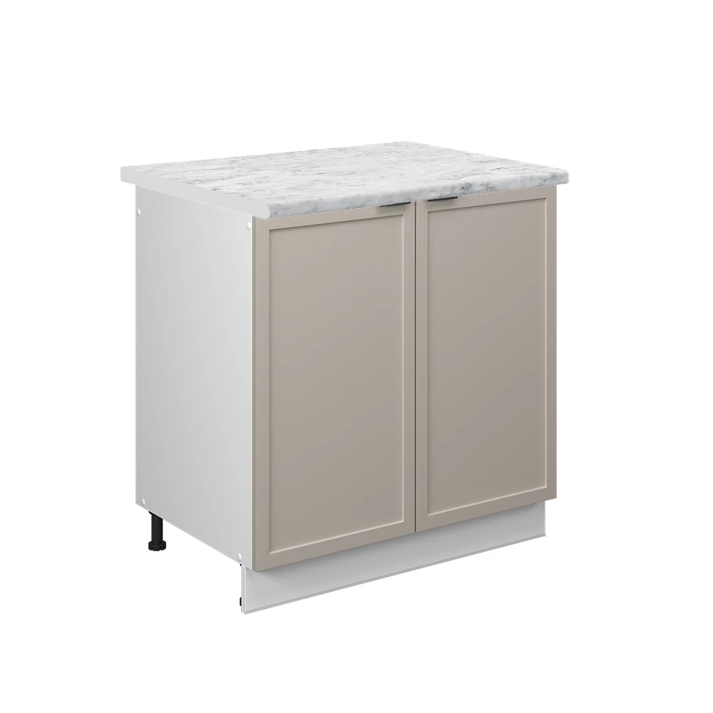 Spülenunterschrank in GrauBeige auf weißem Hintergrund