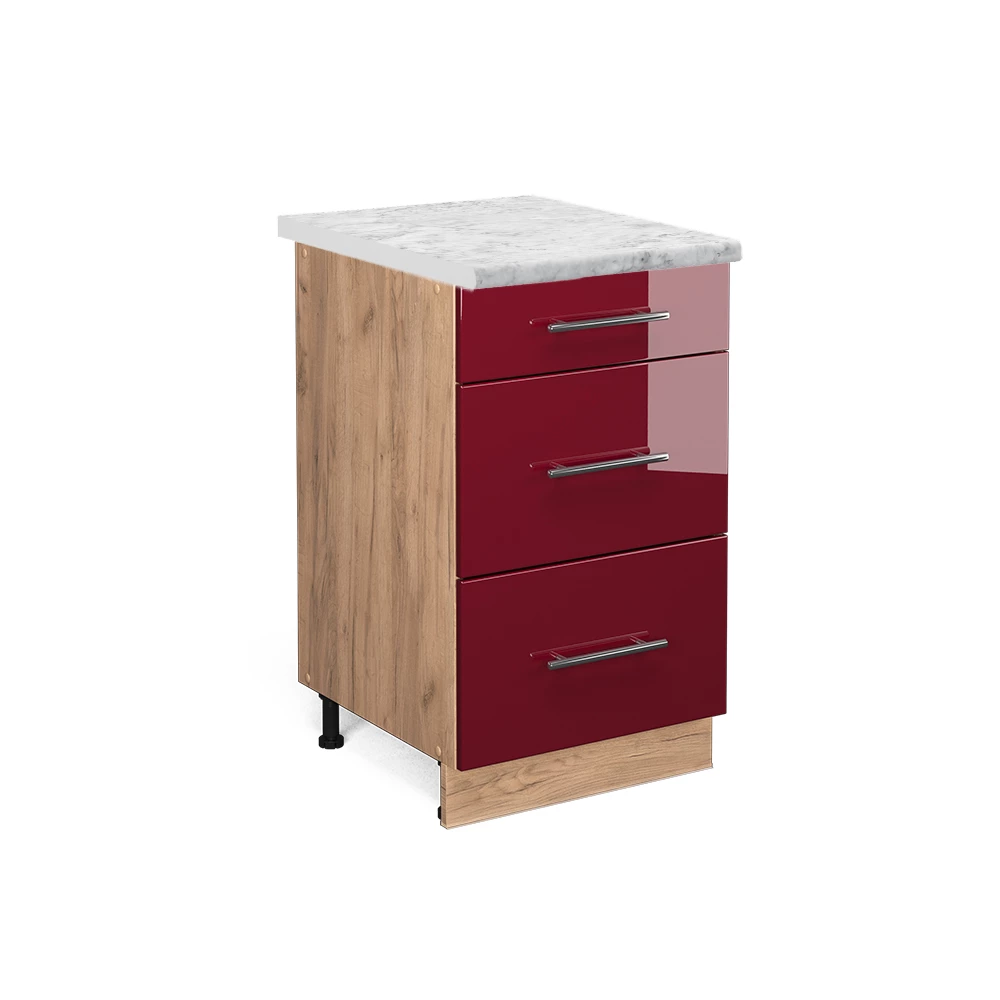 Vicco Dulap de bază pentru bucătărie Bordeaux lucios ridicat 50cm, Fame-Line