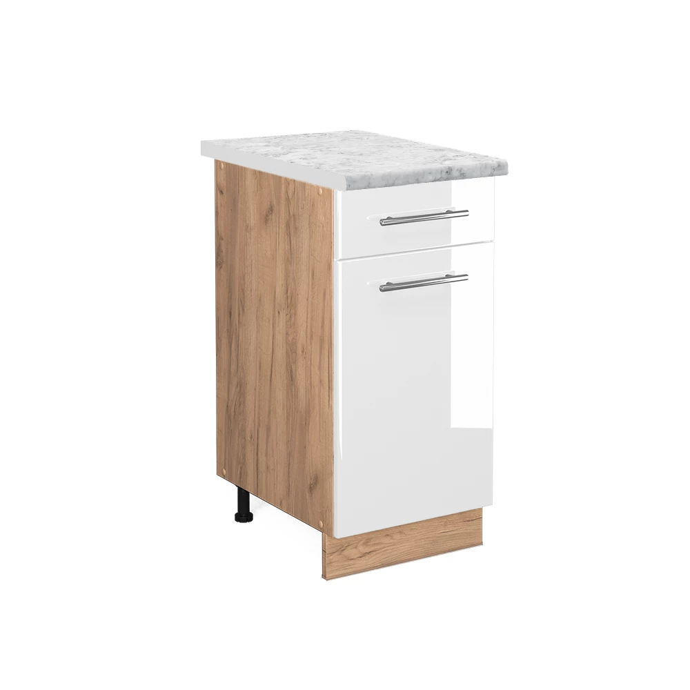 Vicco Armário inferior de cozinha Branco alto brilho 40cm, Fame-Line