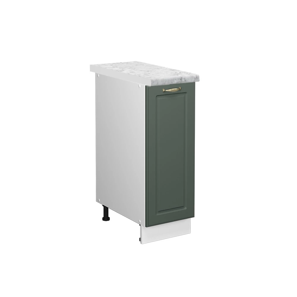 Meuble de cuisine en Vert Or Campagne sur fond blanc