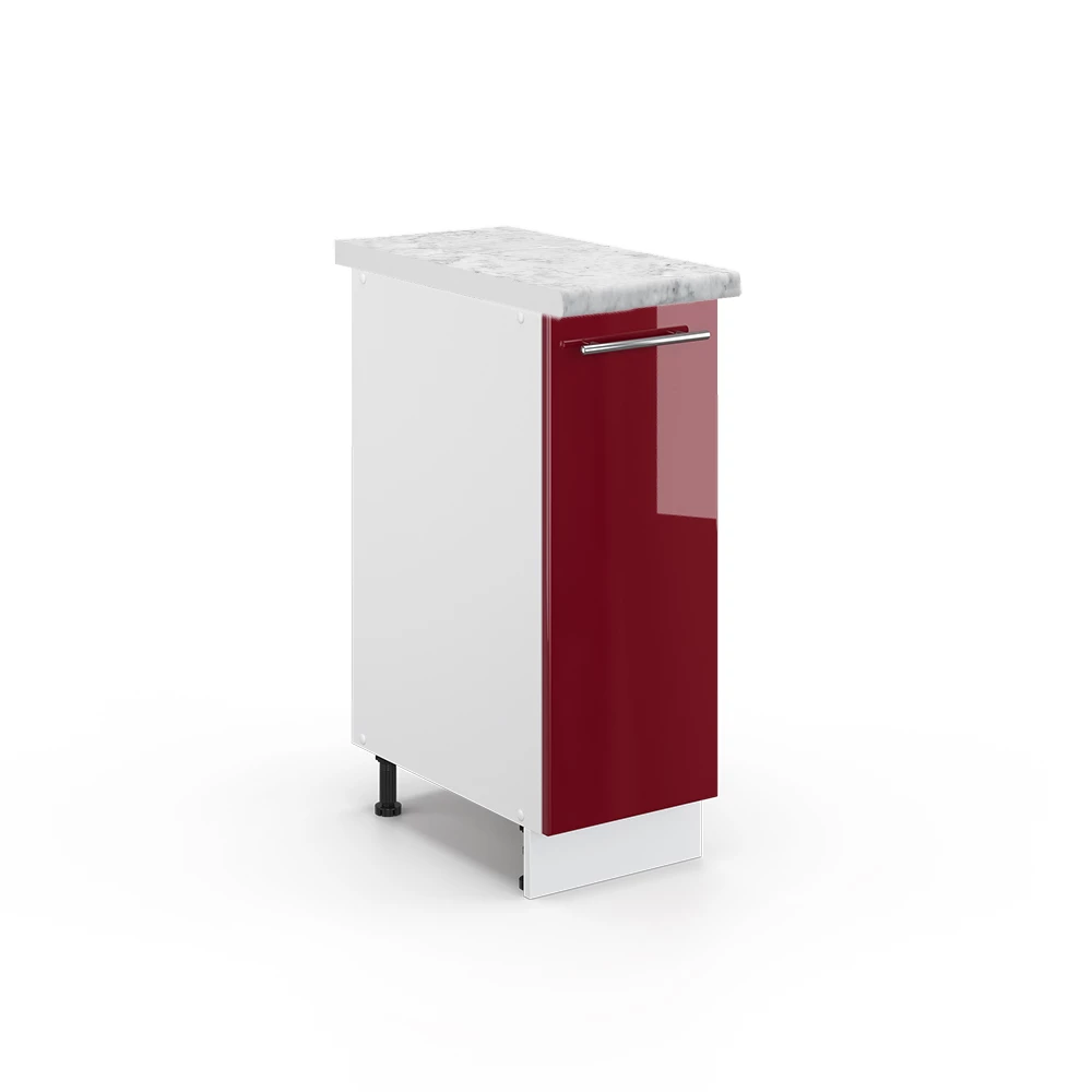 Vicco Küchenschränke Bordeaux Hochglanz 30 cm , AP Marmor, Fame-Line