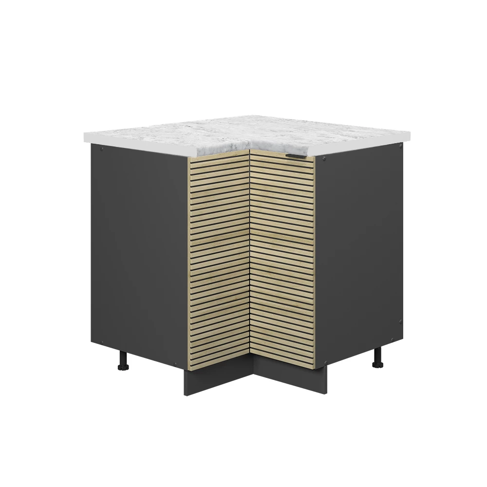 Eckschrank in Eiche Paneel auf weißem Hintergrund