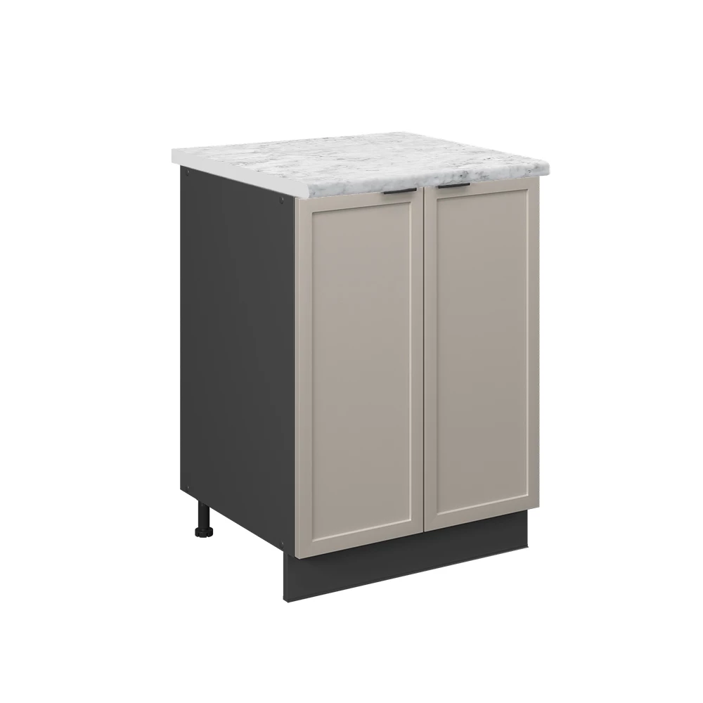 Küchenunterschrank in GrauBeige auf weißem Hintergrund
