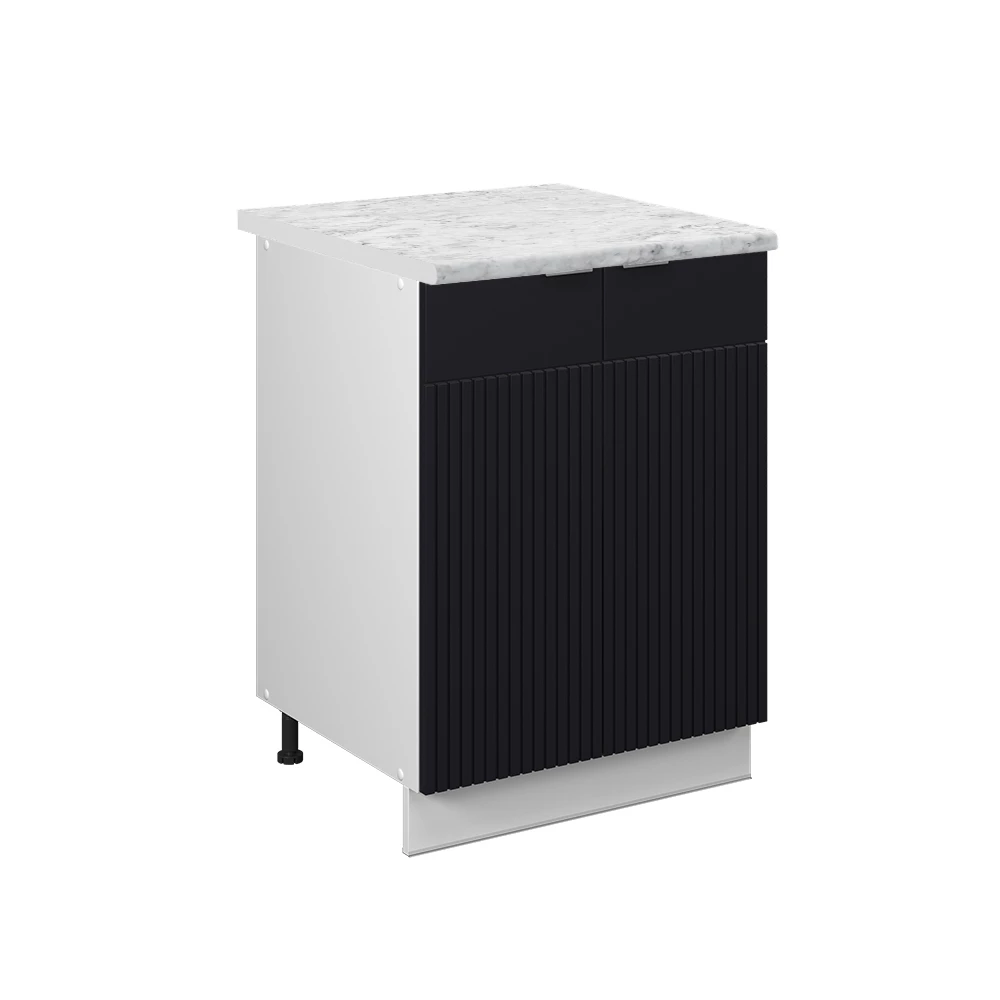 Mobiletto base cucina in Nero a righe su sfondo bianco