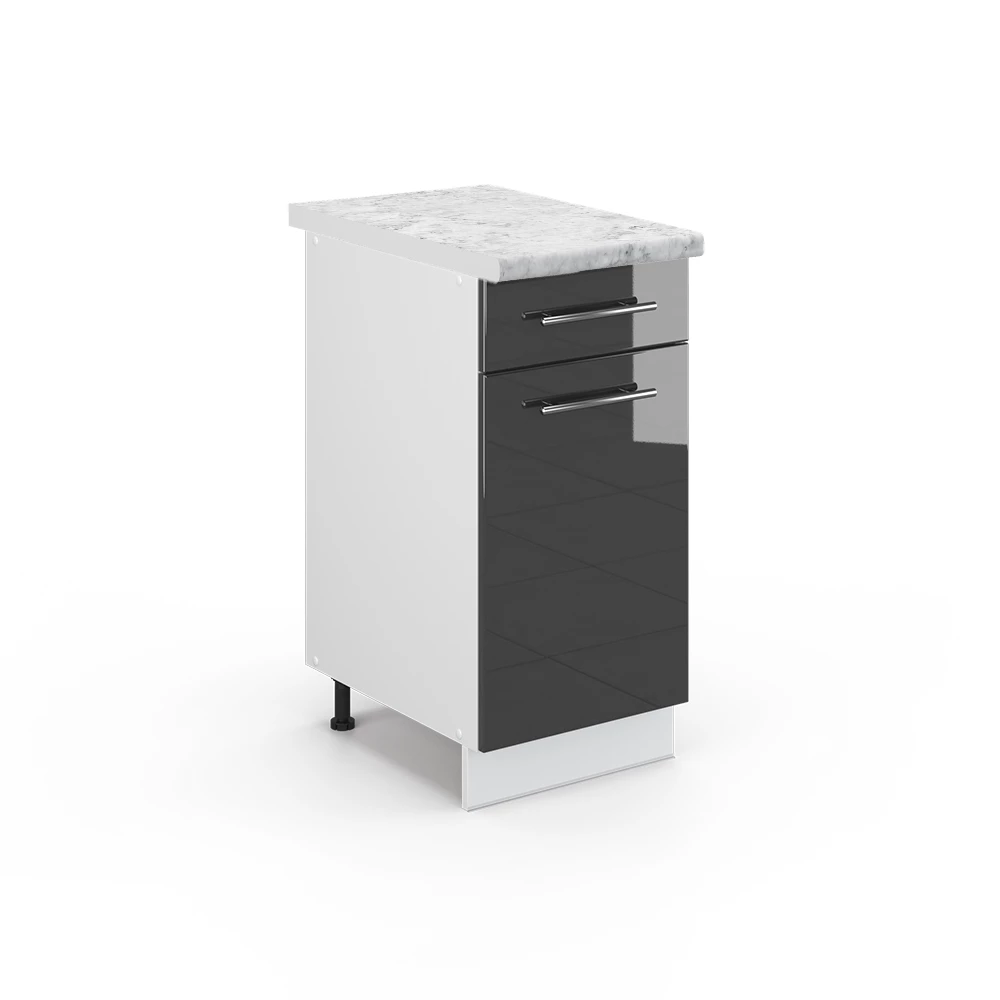 Mobiletto base per cucina in Antracite lucido su sfondo bianco