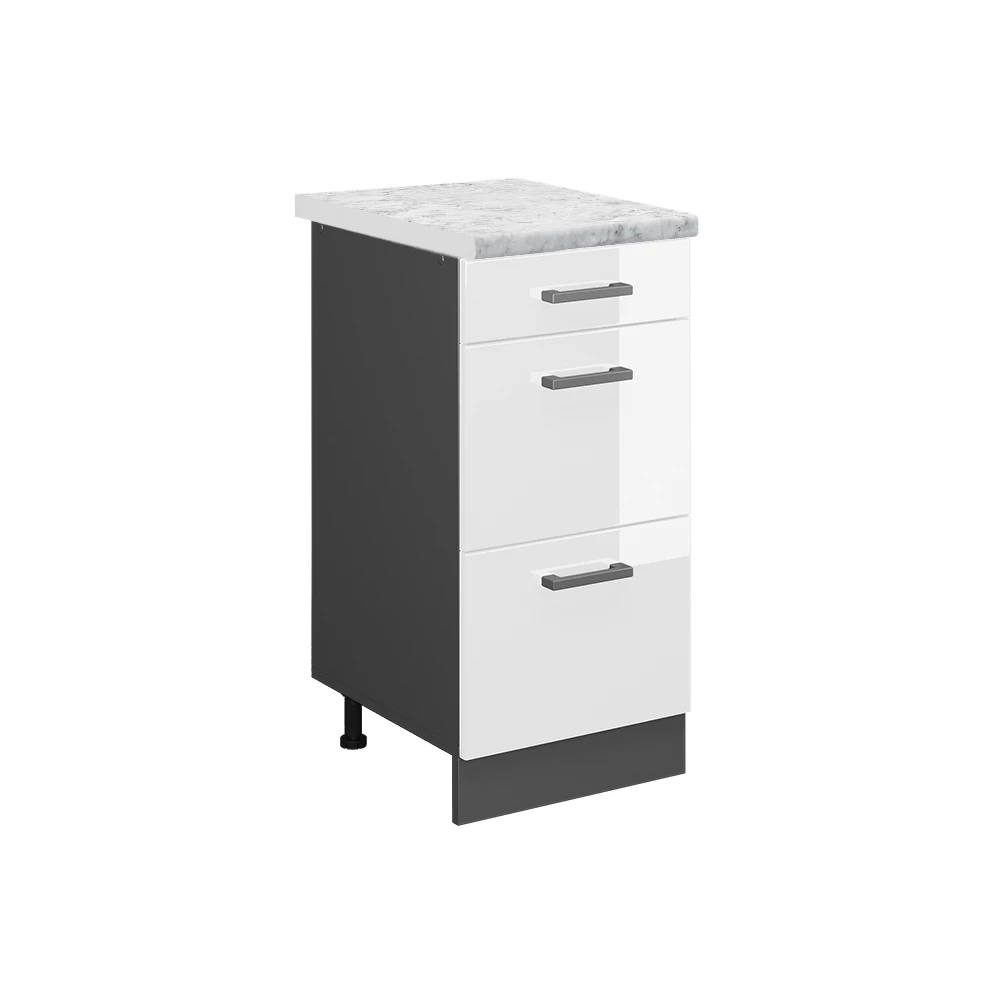 Vicco Armário inferior de cozinha Branco alto brilho 40cmMármore AP, R-Line