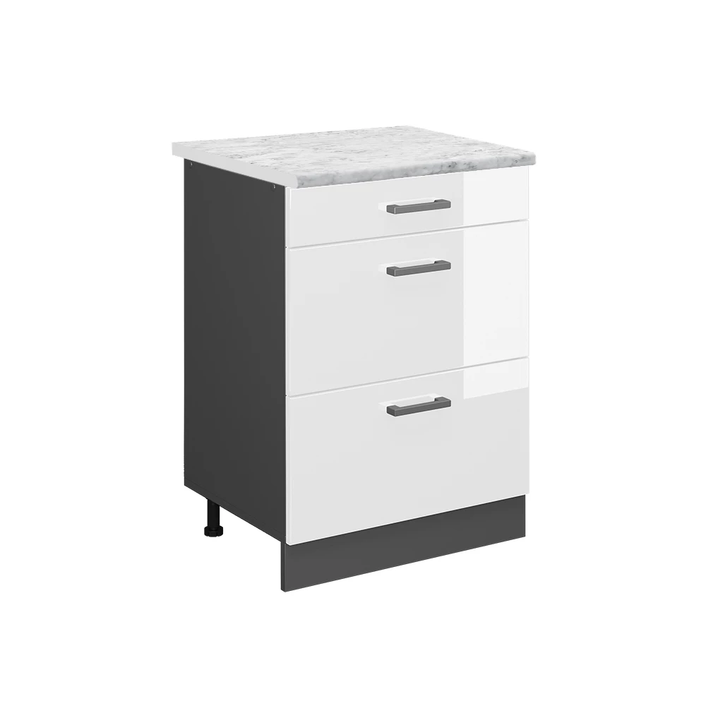 Mobiletto base per cucina in Bianco lucido su sfondo bianco