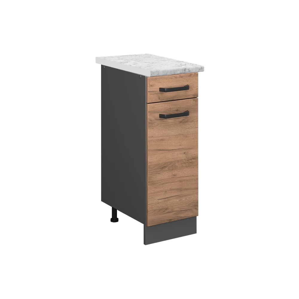 Schubladenschrank in Goldkraft Eiche auf weißem Hintergrund
