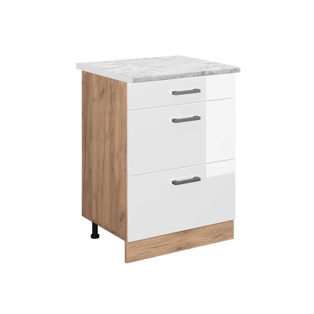 Mobiletto base per cucina in Bianco lucido su sfondo bianco