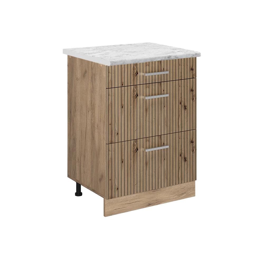 Küchenunterschrank in Artisan-Eiche auf weißem Hintergrund