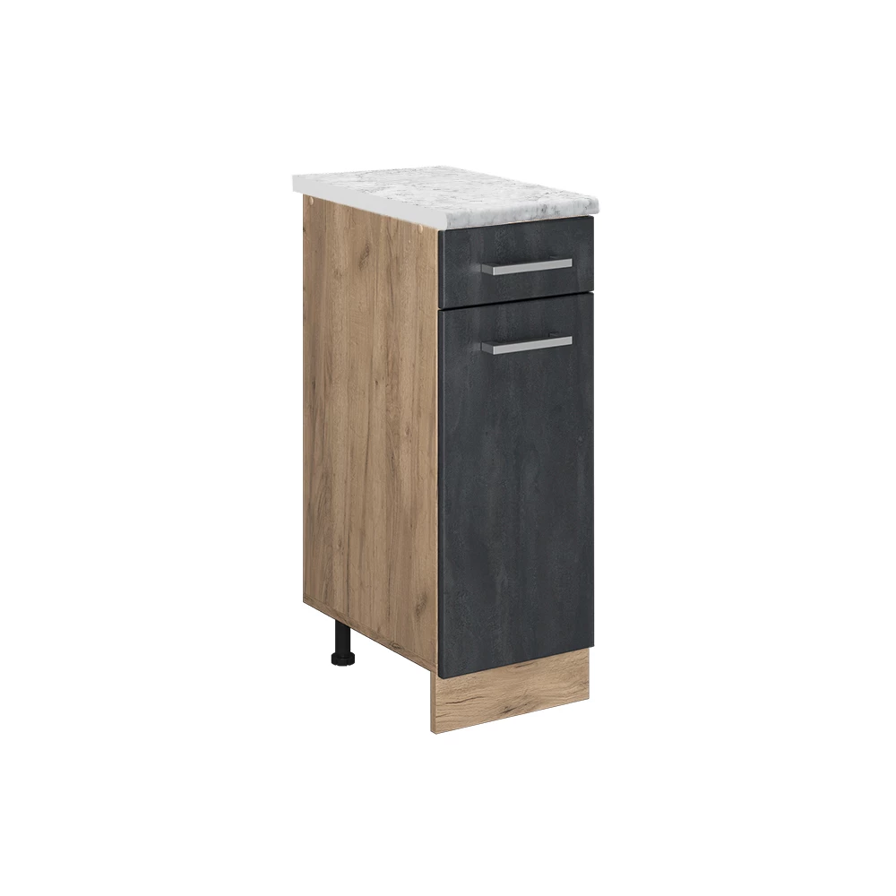 Vicco Armadio da cucina con cassetto Calcestruzzo nero 30 cm PL Marmo, R-Line