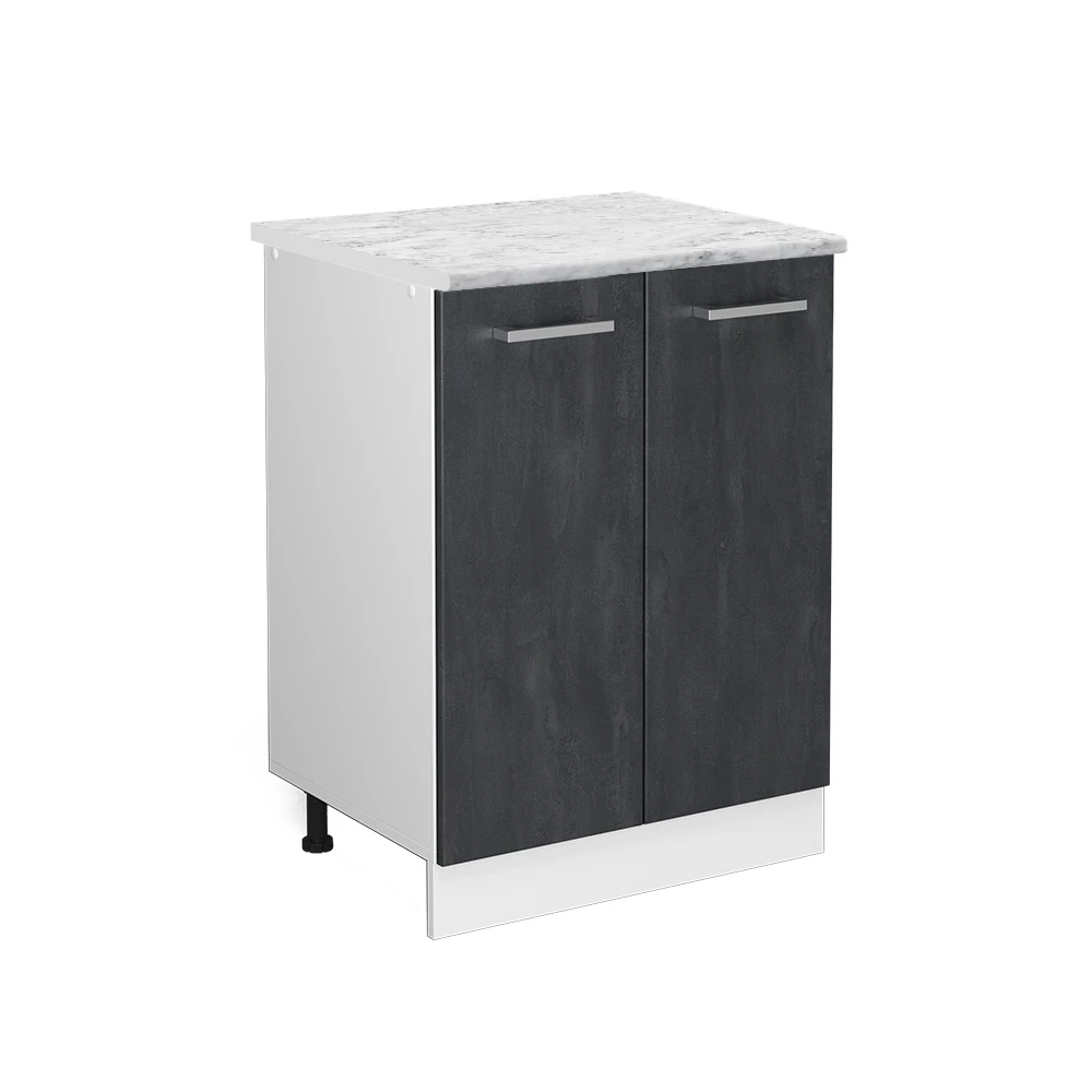Vicco Stehender Küchenschrank Schwarz Beton 60 cm AP Marmor, R-Line