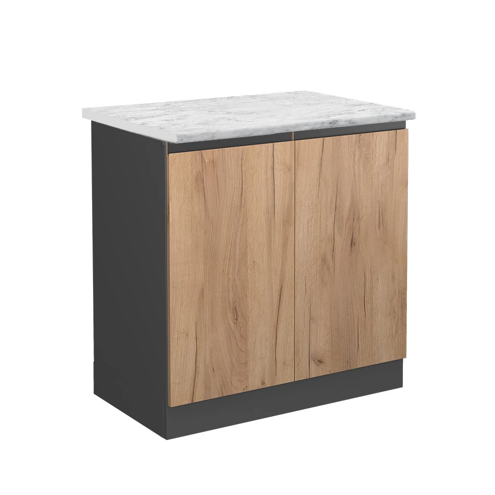 Spülenunterschrank in Goldkraft Eiche auf weißem Hintergrund