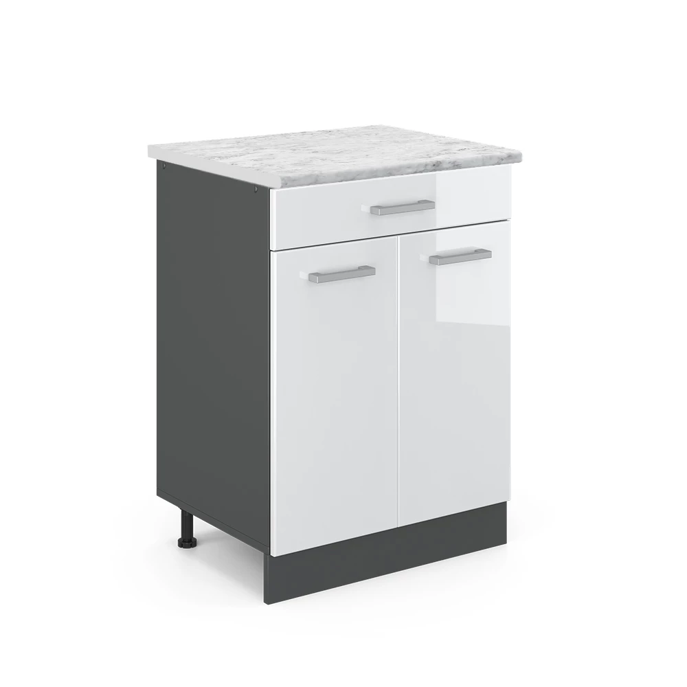 Vicco Armário inferior de cozinha Branco alto brilho 80cm, R-Line