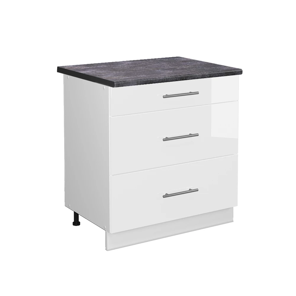 Vicco Dulap de bază pentru bucătărie Alb lucios ridicat 80cm, Fame-Line