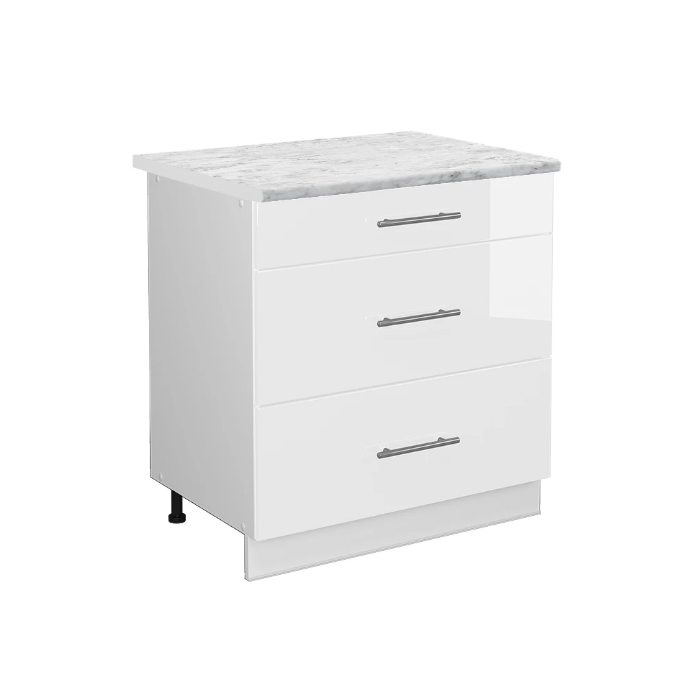 Vicco Keittiön peruskaappi Valkoinen korkeakiilto 80cm, Fame-Line