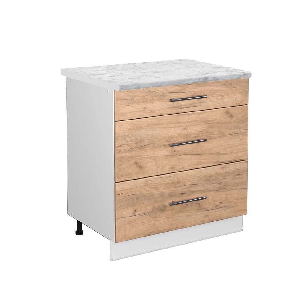Küchenunterschrank in Goldkraft Eiche auf weißem Hintergrund