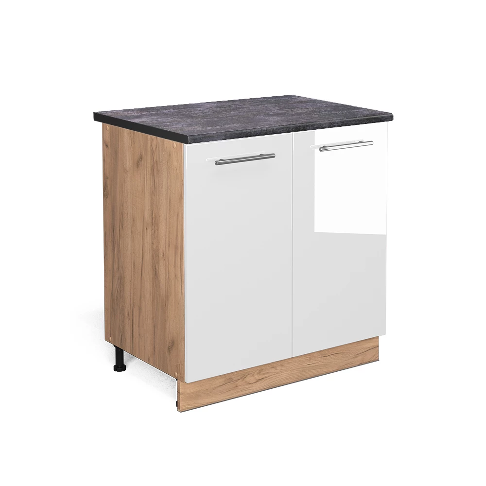 Vicco Dulap de bază pentru chiuvetă Alb lucios ridicat 80cm, Fame-Line