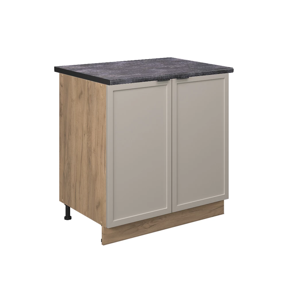 Spülenunterschrank in GrauBeige auf weißem Hintergrund