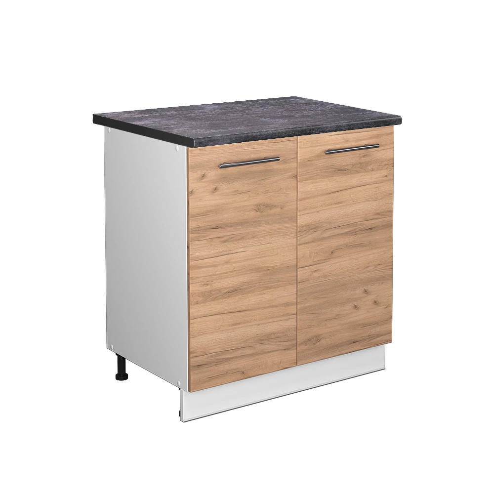 Spülenunterschrank in Goldkraft Eiche auf weißem Hintergrund
