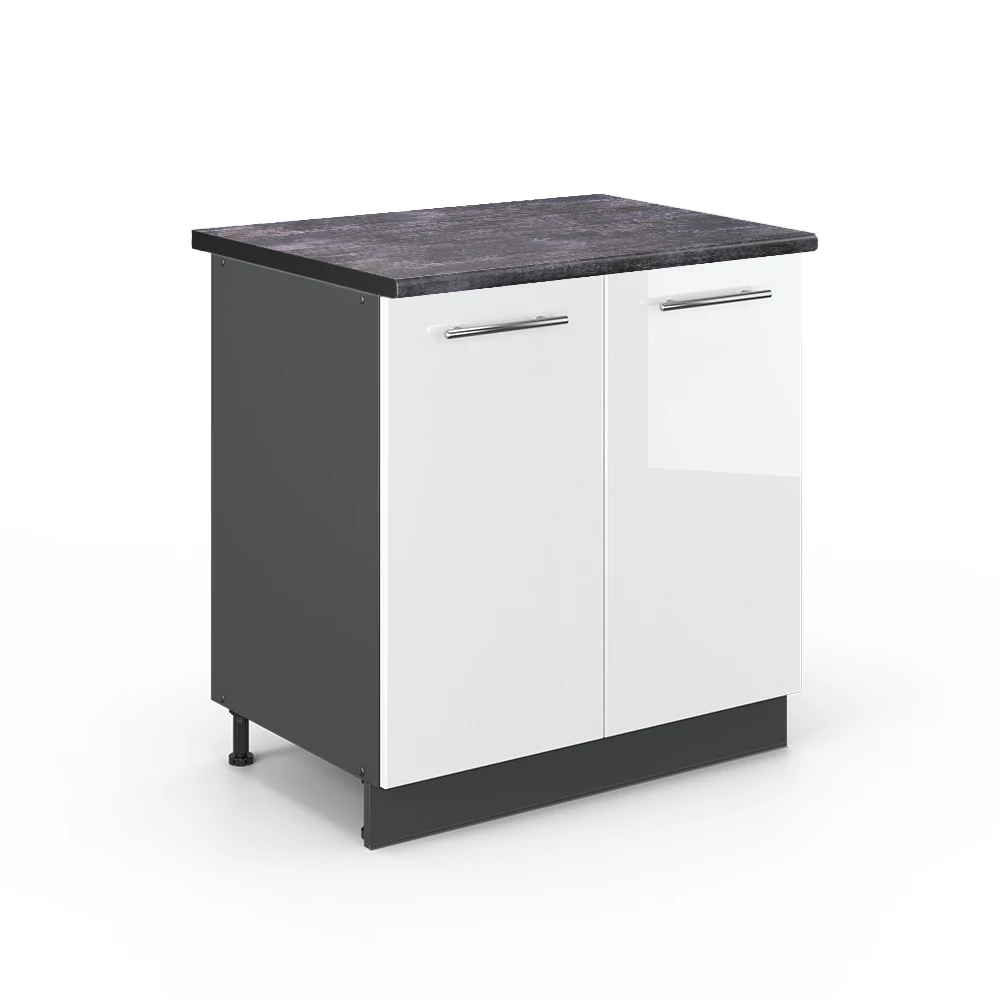 Vicco Diskbänksskåp Vit högblank 80cm, Fame-Line