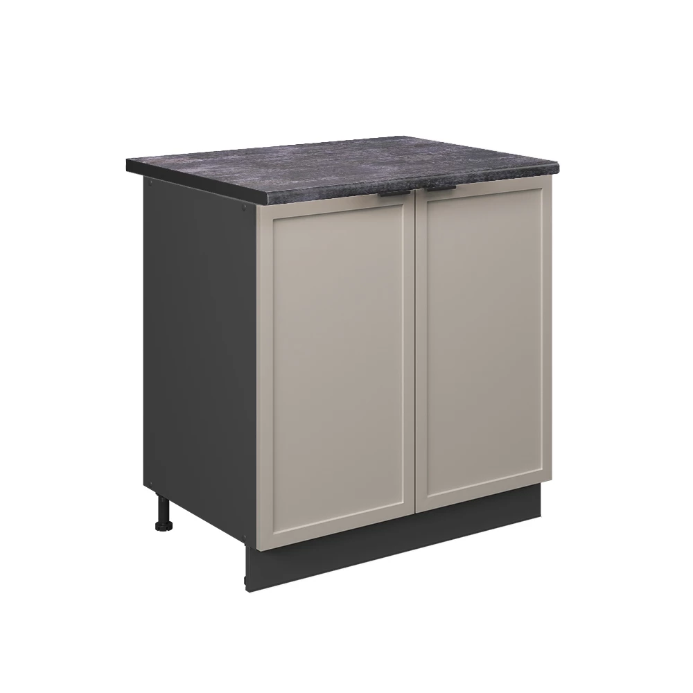 Spülenunterschrank in GrauBeige auf weißem Hintergrund