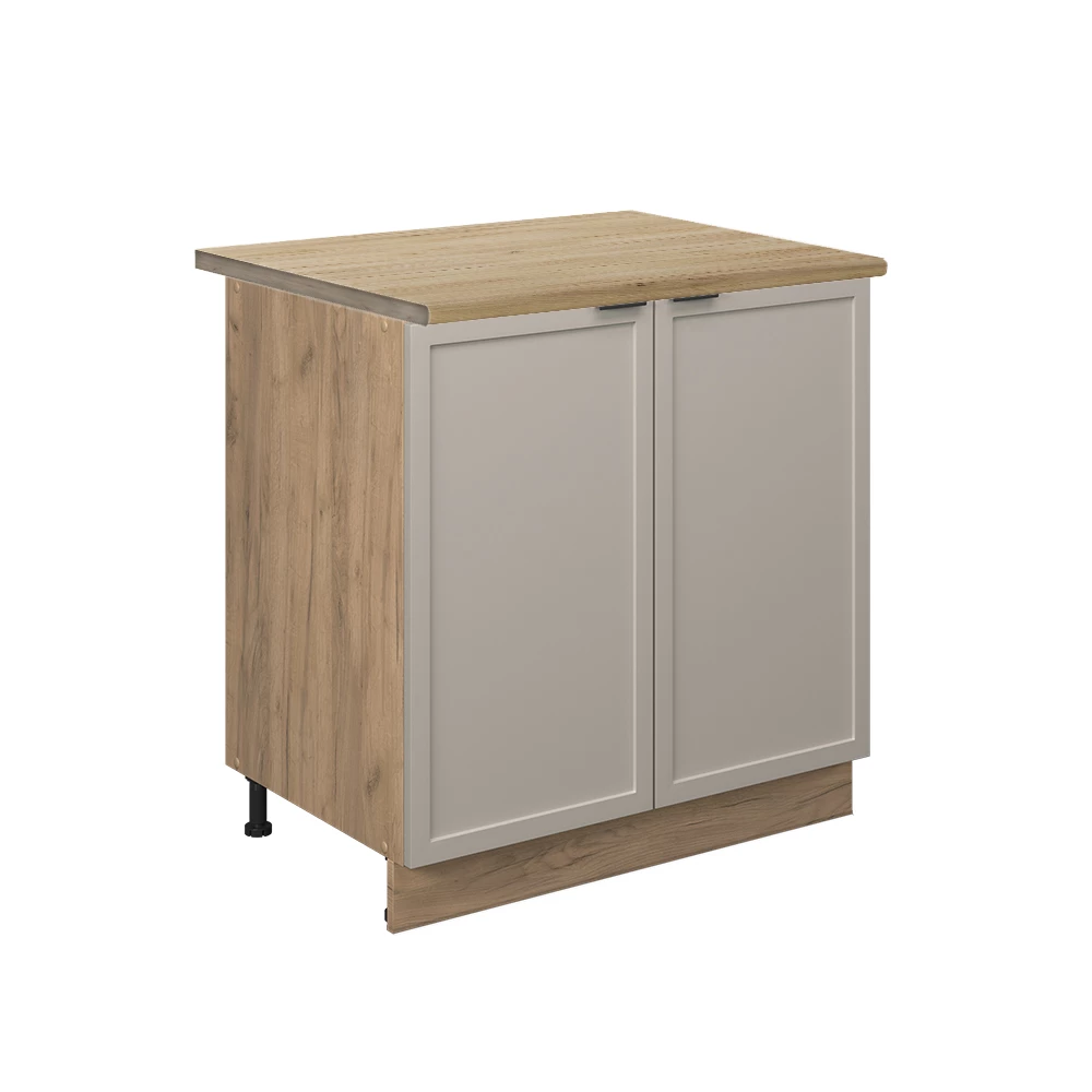 Spülenunterschrank in GrauBeige auf weißem Hintergrund