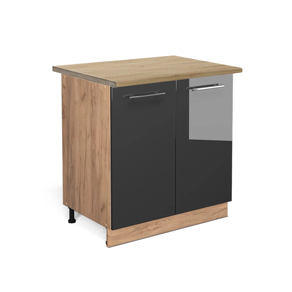 Vicco Dulap de bază pentru chiuvetă Antracit lucios ridicat 80cm, Fame-Line
