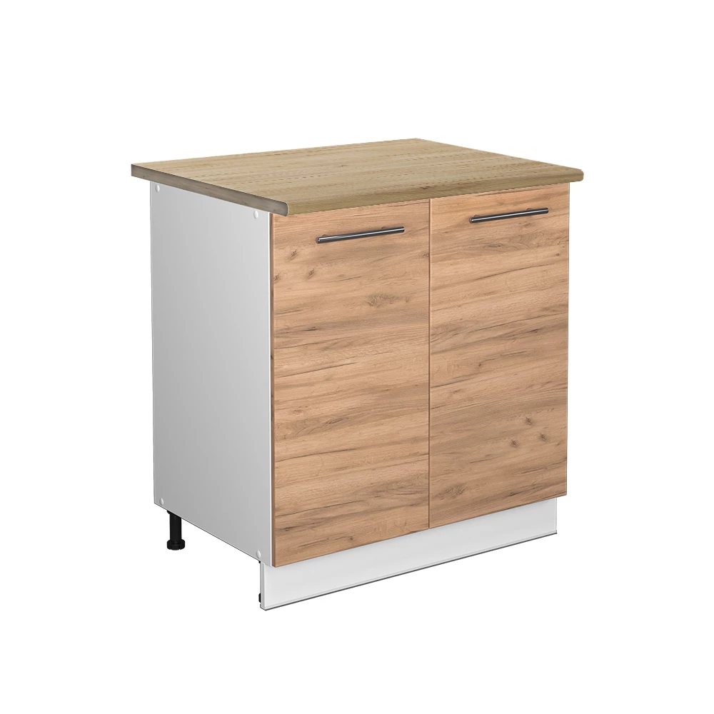 Spülenunterschrank in Goldkraft Eiche auf weißem Hintergrund