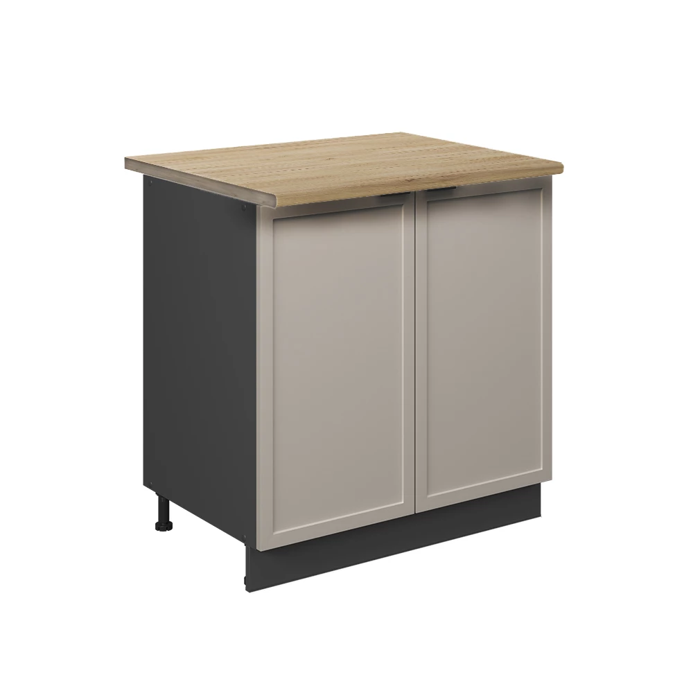 Spülenunterschrank in GrauBeige auf weißem Hintergrund